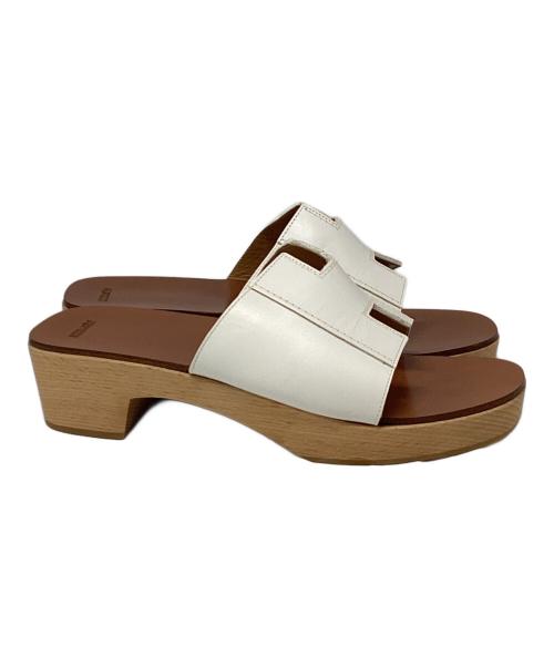 HERMES（エルメス）HERMES (エルメス) サンダル ホワイト×ブラウン サイズ:SIZE 36の古着・服飾アイテム
