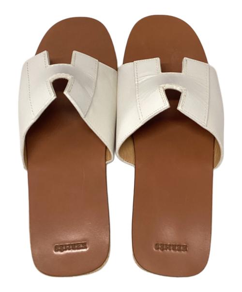 HERMES（エルメス）HERMES (エルメス) サンダル ホワイト×ブラウン サイズ:SIZE 36の古着・服飾アイテム