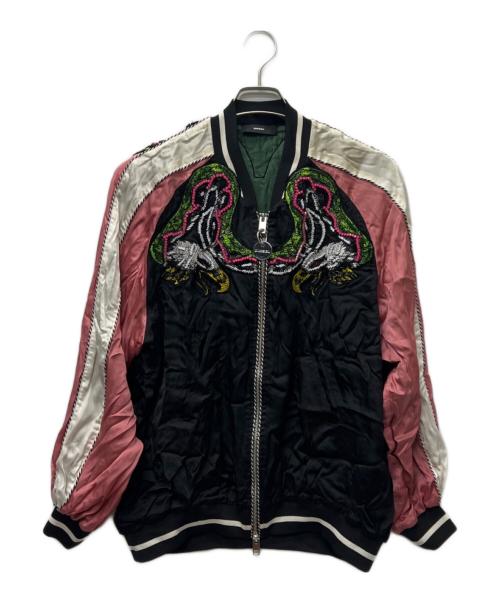 DIESEL（ディーゼル）DIESEL (ディーゼル) スカジャン ブラック×ピンク サイズ:Ｓの古着・服飾アイテム
