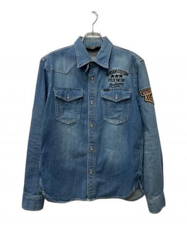 VANSONバンソン×FELIXフィリックス 刺繍＆ワッペンデニムシャツ　Ｌ 中古・古着通販】VANSON (バンソン) FELiX (フィリックス) デニム