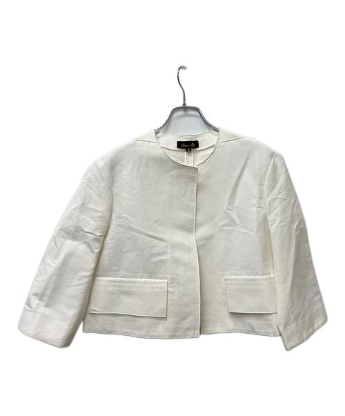 DRAWER（ドゥロワー）Drawer (ドゥロワー) ノーカラージャケット ホワイト サイズ:３６の古着・服飾アイテム
