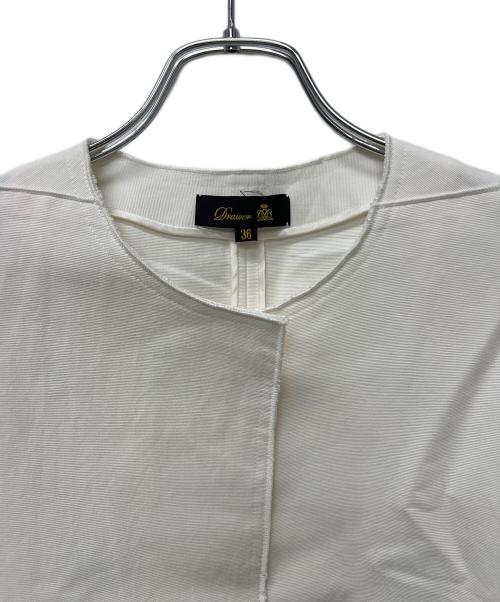 DRAWER（ドゥロワー）Drawer (ドゥロワー) ノーカラージャケット ホワイト サイズ:３６の古着・服飾アイテム
