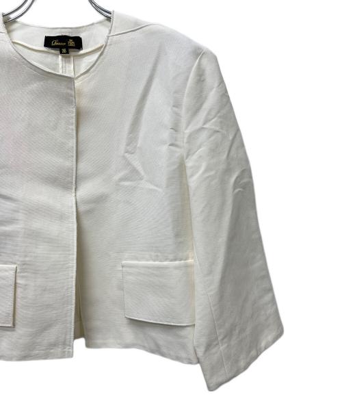 DRAWER（ドゥロワー）Drawer (ドゥロワー) ノーカラージャケット ホワイト サイズ:３６の古着・服飾アイテム