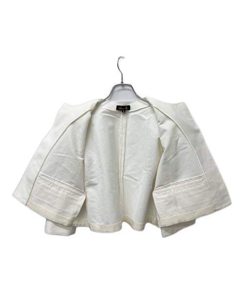 DRAWER（ドゥロワー）Drawer (ドゥロワー) ノーカラージャケット ホワイト サイズ:３６の古着・服飾アイテム