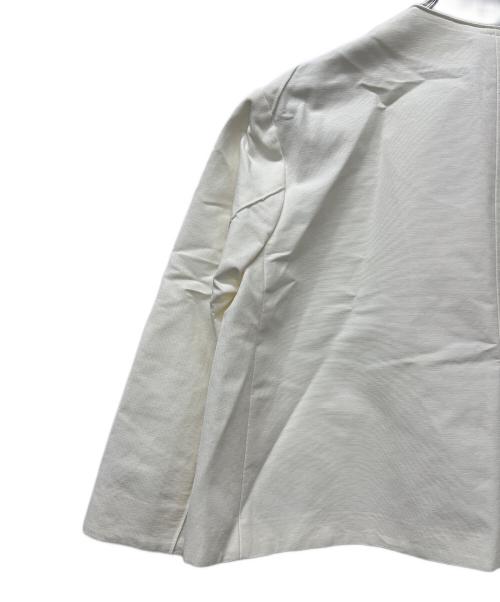 DRAWER（ドゥロワー）Drawer (ドゥロワー) ノーカラージャケット ホワイト サイズ:３６の古着・服飾アイテム