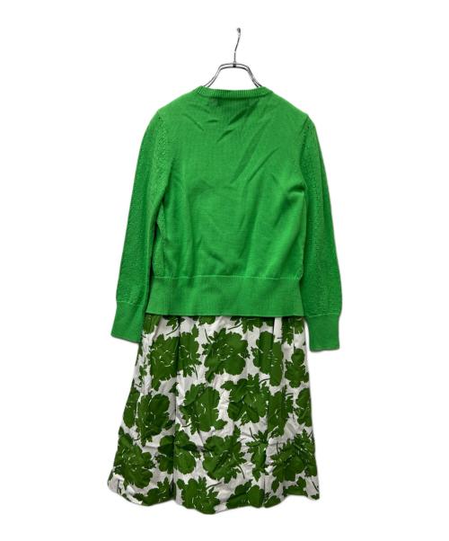 J&M DAVIDSON（ジェイ＆エム デヴィッドソン）J&M DAVIDSON (ジェイ＆エム デヴィッドソン) アンサンブルワンピース グリーン×ホワイト サイズ:Ｓの古着・服飾アイテム