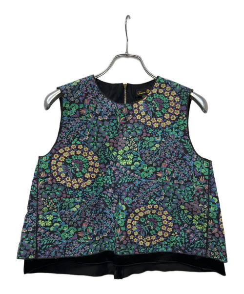 DRAWER（ドゥロワー）DRAWER (ドゥロワー) リネンリバティセットアップ グリーン×ブラック サイズ:３６の古着・服飾アイテム