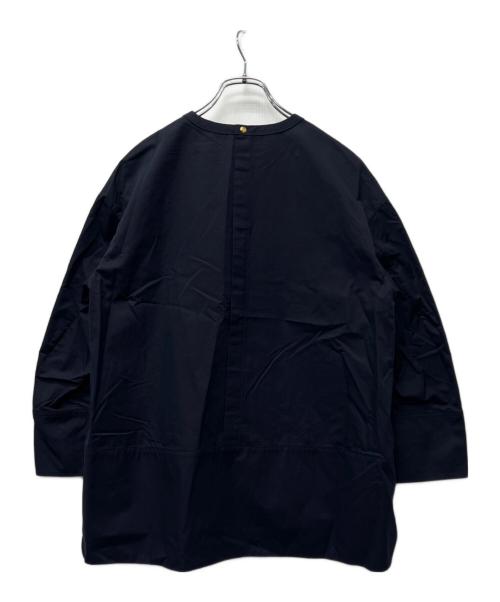 DRAWER（ドゥロワー）DRAWER (ドゥロワー) コットンドビーノーカラーブラウス ネイビー サイズ:36の古着・服飾アイテム