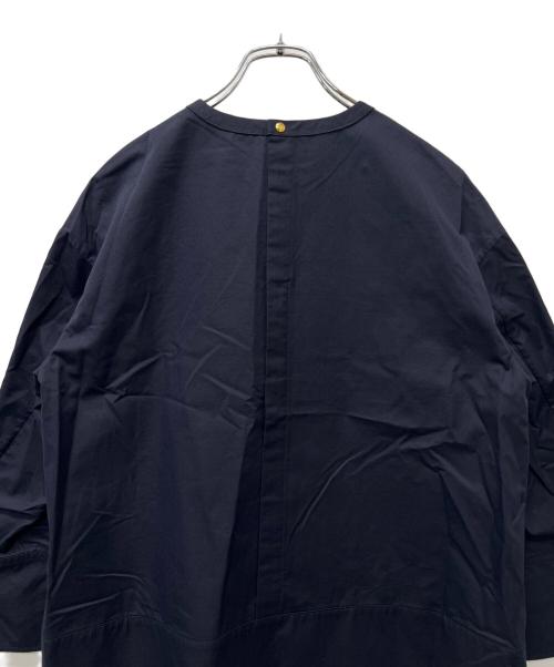 DRAWER（ドゥロワー）DRAWER (ドゥロワー) コットンドビーノーカラーブラウス ネイビー サイズ:36の古着・服飾アイテム