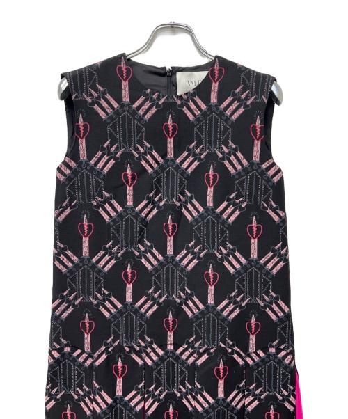 VALENTINO（ヴァレンティノ）VALENTINO (ヴァレンティノ) ノースリーブ・キャミソールワンピース ブラック×ピンク サイズ:３８の古着・服飾アイテム