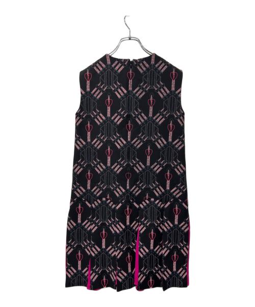 VALENTINO（ヴァレンティノ）VALENTINO (ヴァレンティノ) ノースリーブ・キャミソールワンピース ブラック×ピンク サイズ:３８の古着・服飾アイテム