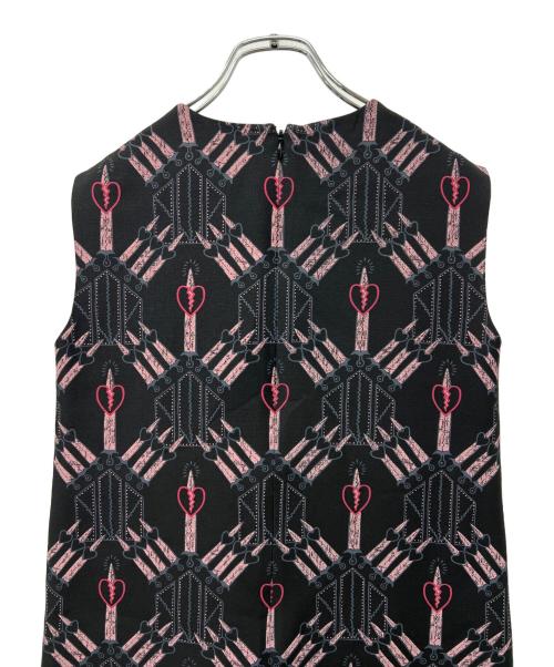 VALENTINO（ヴァレンティノ）VALENTINO (ヴァレンティノ) ノースリーブ・キャミソールワンピース ブラック×ピンク サイズ:３８の古着・服飾アイテム