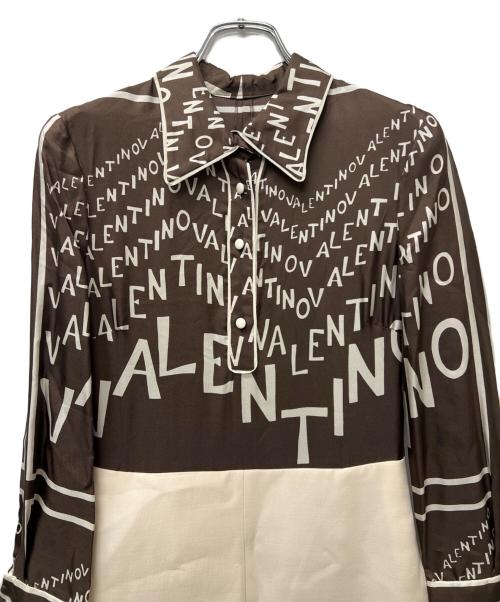 VALENTINO（ヴァレンティノ）VALENTINO (ヴァレンティノ) 長袖ワンピース ブラウン×ベージュ サイズ:３６の古着・服飾アイテム