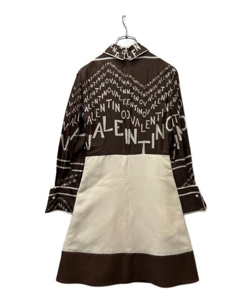 VALENTINO（ヴァレンティノ）VALENTINO (ヴァレンティノ) 長袖ワンピース ブラウン×ベージュ サイズ:３６の古着・服飾アイテム