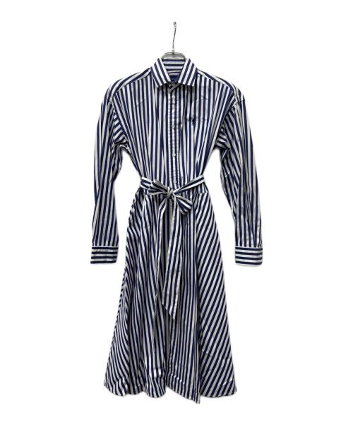 POLO RALPH LAUREN（ポロ・ラルフローレン）POLO RALPH LAUREN (ポロ・ラルフローレン) 長袖ワンピース ブルー×ホワイト サイズ:０の古着・服飾アイテム