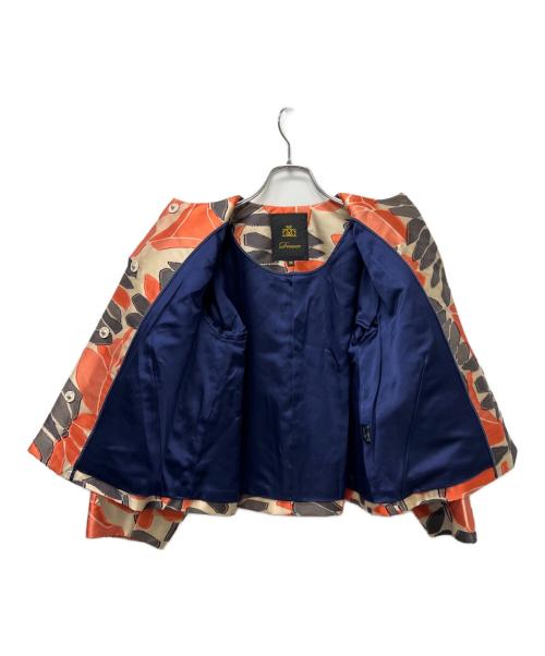 DRAWER（ドゥロワー）DRAWER (ドゥロワー) ノーカラージャケット オレンジ×ベージュ サイズ:３６の古着・服飾アイテム