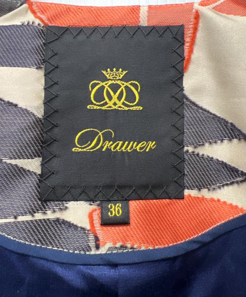 DRAWER（ドゥロワー）DRAWER (ドゥロワー) ノーカラージャケット オレンジ×ベージュ サイズ:３６の古着・服飾アイテム