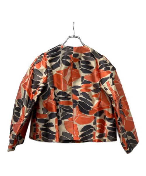 DRAWER（ドゥロワー）DRAWER (ドゥロワー) ノーカラージャケット オレンジ×ベージュ サイズ:３６の古着・服飾アイテム