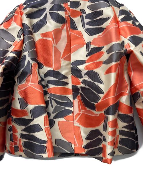 DRAWER（ドゥロワー）DRAWER (ドゥロワー) ノーカラージャケット オレンジ×ベージュ サイズ:３６の古着・服飾アイテム