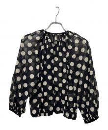 TOMORROW LAND collection（トゥモローランドコレクション）の古着「コットンドットプリントシアー ジップアップブルゾン」｜ブラック×ホワイト