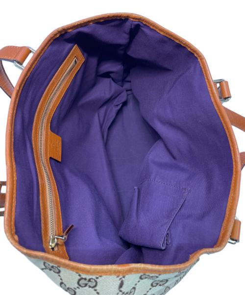 GUCCI（グッチ）GUCCI (グッチ) ハンドバッグ ブラウン×ベージュの古着・服飾アイテム