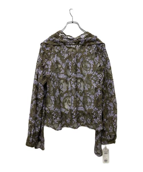 GRACE CONTINENTAL（（グレースコンチネンタル）GRACE CONTINENTAL (（グレースコンチネンタル) ボウタイ付レースブラウス ブラウン×ピンク サイズ:３８の古着・服飾アイテム