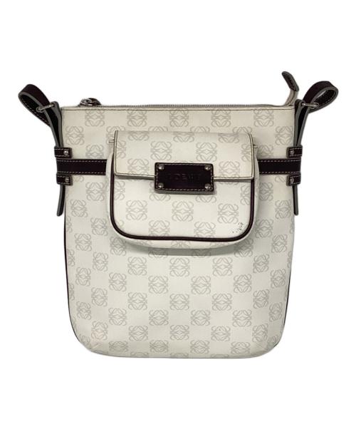 LOEWE（ロエベ）LOEWE (ロエベ) アナグラムショルダーバッグ ホワイト×ブラウンの古着・服飾アイテム