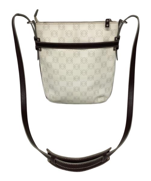 LOEWE（ロエベ）LOEWE (ロエベ) アナグラムショルダーバッグ ホワイト×ブラウンの古着・服飾アイテム
