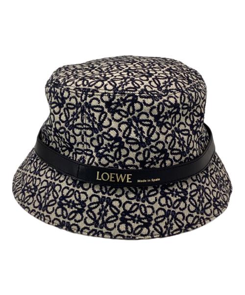 LOEWE（ロエベ）LOEWE (ロエベ) アナグラムバケットハット ベージュ×ネイビーの古着・服飾アイテム