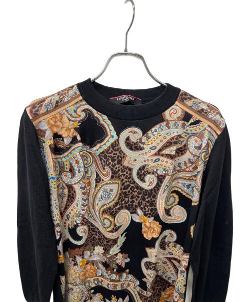 LEONARD PARIS（レオナール パリ）LEONARD PARIS (レオナール パリ) 薄手ニット ブラック×ブラウン サイズ:Mの古着・服飾アイテム