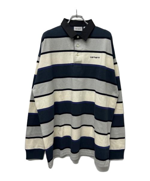 Carhartt WIP（カーハート ワーク イン プログレス）Carhartt WIP (カーハート ワーク イン プログレス) 長袖ポロシャツ ネイビー×アイボリー サイズ:Ｌの古着・服飾アイテム