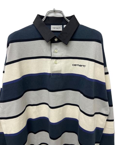 Carhartt WIP（カーハート ワーク イン プログレス）Carhartt WIP (カーハート ワーク イン プログレス) 長袖ポロシャツ ネイビー×アイボリー サイズ:Ｌの古着・服飾アイテム