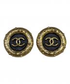 CHANELシャネル）の古着「ココマークイヤリング」｜ブラック×ゴールドカラー