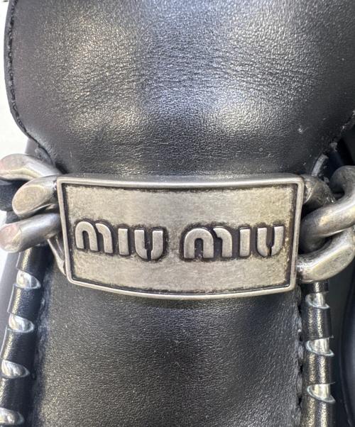 MIU MIU（ミュウミュウ）MIU MIU (ミュウミュウ) レザーローファー ブラック サイズ:38 1/2の古着・服飾アイテム