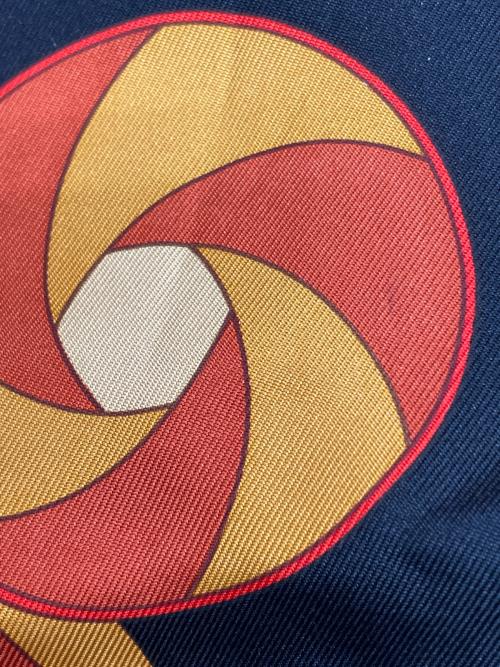 HERMES（エルメス）HERMES (エルメス) スカーフ ネイビー×オレンジの古着・服飾アイテム