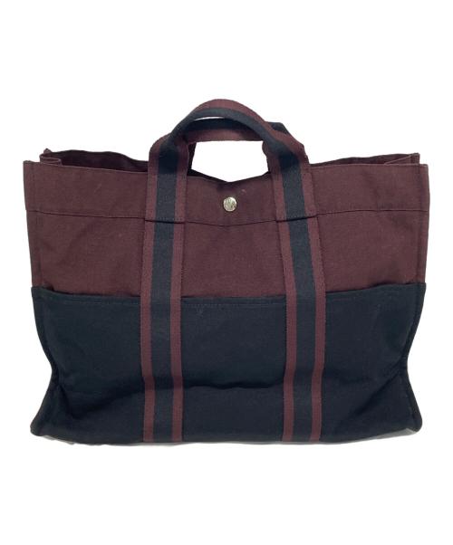 HERMES（エルメス）HERMES (エルメス) トートバッグ ブラック×ボルドーの古着・服飾アイテム