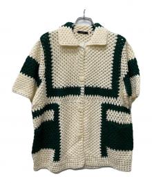 JOURNAL STANDARD（ジャーナルスタンダード）の古着「クロシェ編みカーディガン」｜ホワイト×グリーン