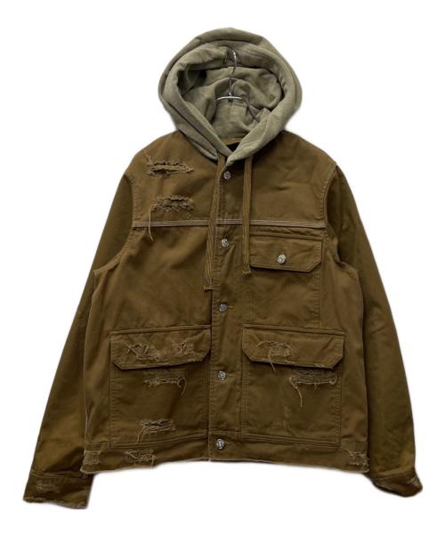 DIESEL（ディーゼル）DIESEL (ディーゼル) フーデッドダメージ加工ジャケット ブラウン サイズ:ＸＳの古着・服飾アイテム