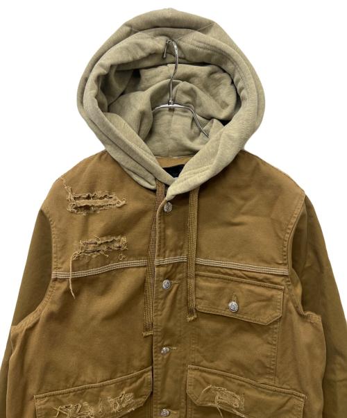 DIESEL（ディーゼル）DIESEL (ディーゼル) フーデッドダメージ加工ジャケット ブラウン サイズ:ＸＳの古着・服飾アイテム