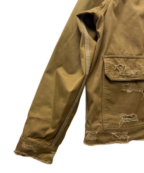 DIESEL（ディーゼル）DIESEL (ディーゼル) フーデッドダメージ加工ジャケット ブラウン サイズ:ＸＳの古着・服飾アイテム