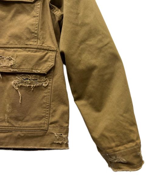 DIESEL（ディーゼル）DIESEL (ディーゼル) フーデッドダメージ加工ジャケット ブラウン サイズ:ＸＳの古着・服飾アイテム