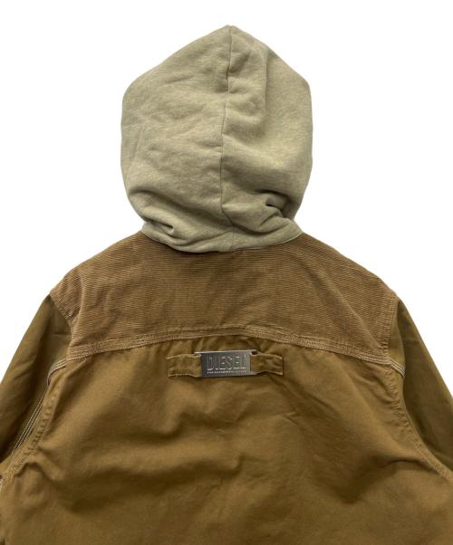 DIESEL（ディーゼル）DIESEL (ディーゼル) フーデッドダメージ加工ジャケット ブラウン サイズ:ＸＳの古着・服飾アイテム