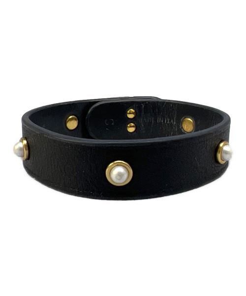 Christian Dior（クリスチャン ディオール）Christian Dior (クリスチャン ディオール) パールレザーブレスレット ブラックの古着・服飾アイテム