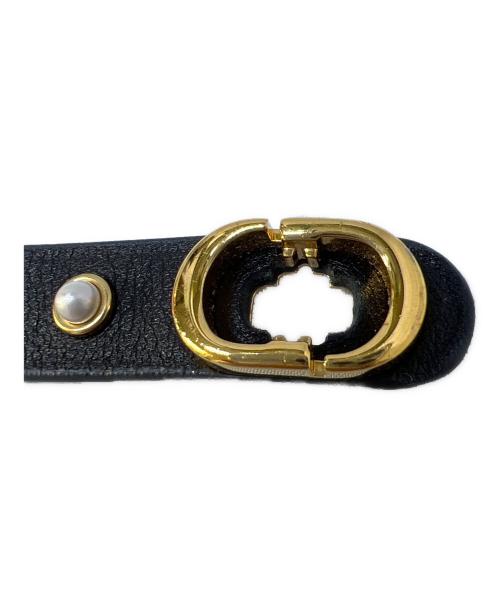 Christian Dior（クリスチャン ディオール）Christian Dior (クリスチャン ディオール) パールレザーブレスレット ブラックの古着・服飾アイテム