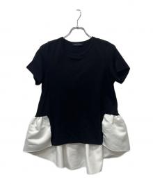 YOKO CHAN（ヨーコチャン）の古着「バックギャザー半袖カットソー」｜ブラック×ホワイト