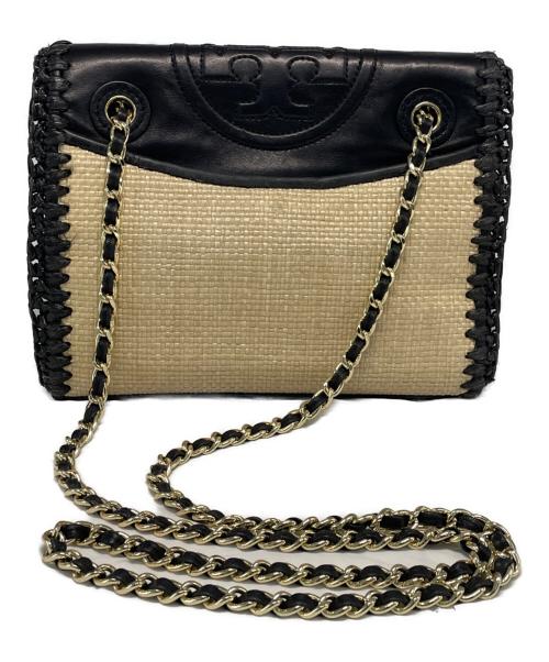 TORY BURCH（トリーバーチ）TORY BURCH (トリーバーチ) チェーンショルダーバッグ ブラック×ナチュラルの古着・服飾アイテム