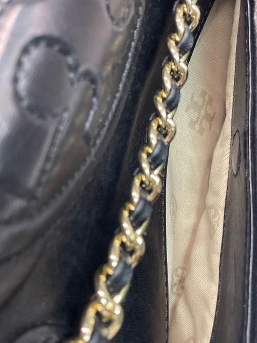 TORY BURCH（トリーバーチ）TORY BURCH (トリーバーチ) チェーンショルダーバッグ ブラック×ナチュラルの古着・服飾アイテム