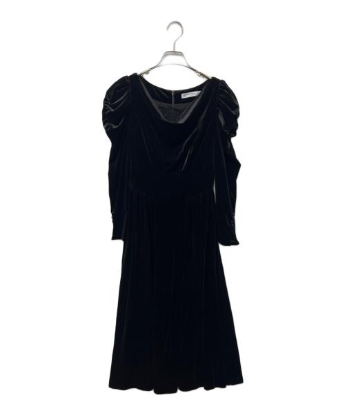 HER LIP TO（ハーリップトゥ）HER LIP TO (ハーリップトゥ) ベロアパフスリーブワンピース ブラック サイズ:Mの古着・服飾アイテム