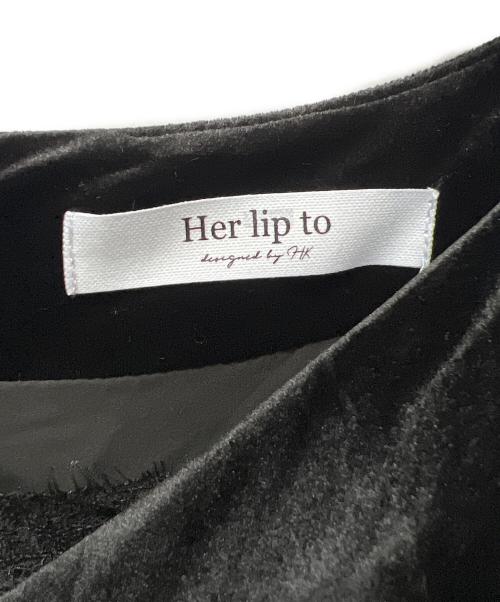 HER LIP TO（ハーリップトゥ）HER LIP TO (ハーリップトゥ) ベロアパフスリーブワンピース ブラック サイズ:Mの古着・服飾アイテム
