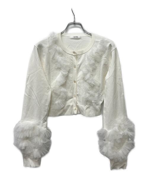 Snidel（スナイデル）Snidel (スナイデル) UVカットチュールドッキングニットカーディガン ホワイト サイズ:FREEの古着・服飾アイテム